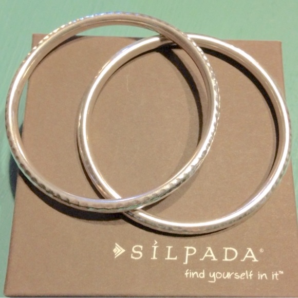 Silpada Jewelry - 2 Two Silpada Hammered Bangles Solid 925 Sterling Silver Perfect Condition